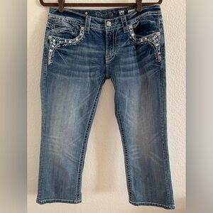 Miss Me Capris Womens Jeans Studded Rhinestones Blue Size 30